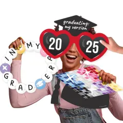 Big Dot of Happiness In My Grad Era - Grad Cap, Heart Glasses and Friendship Bracelet Decorations - Graduation Party Large Photo Props - 3 Pc