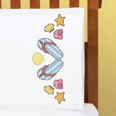 HerrschnersBeach Comber Pillowcase Pair Stamped Cross-Stitch Multi