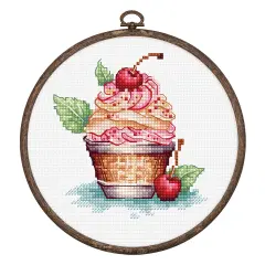 Luca-S Cherry Ice Cream Counted Cross-Stitch Kit Multi