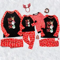 Christmas Loungewear Long Sleeve Pajama Set Letter Print Outfits Letter Print&nbsp;