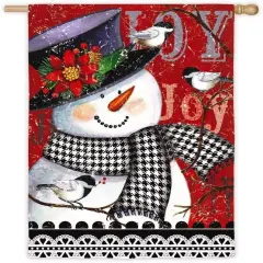 Christmas Joy Snowman Flag 2 Sided Decorative Banner