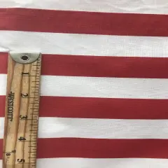 1 Yard Red And White 1 Inch Stripe Poly Cotton Fabric Horizontal Pattern For Sewing Decor 59/60 Inch Wide