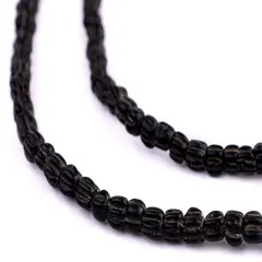 The Bead Chest Vintage Black Dogtooth Beads 6mm Czechoslovakia Unusual Glass Large Hole 32 Inch Strand