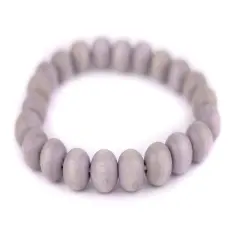 The Bead Chest Wood Stretch Bracelet, Light Grey - Stackable Beaded Jewelry, Unisex for Men & Women