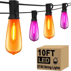 10Ft LED Outdoor Orange and Purple String Lights for Halloween