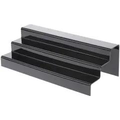 Plymor Black Acrylic 3-Step Solid Back Display Stairs, 5.5" H x 18" W x 8" D