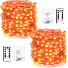 2 Pack 17.48ft 50 LED Halloween Fairy Lights with Remote
