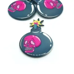 Pink Skull Bomb Charms, 30x42mm