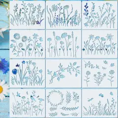 20 Pieces Wildflower Stencils - Rectangular Style