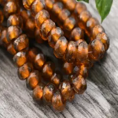 *25* 5x8mm Copper Lined Azafran Faceted Large Hole Rondelle Roller Beads