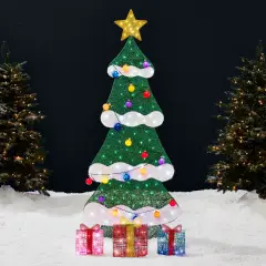 Best Choice Products 6ft Lighted 2D Christmas Tree Outdoor Decor w/ 170 LED Lights, Gift Boxes, Storage Bag Multicolor