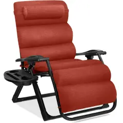 Best Choice Products Oversized Zero Gravity Chair, Folding Recliner w/ Removable Cushion, Side Tray Burnt Orange