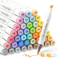 Ohuhu Honolulu 48 Mid-tone Colors Alcohol-Based Markers - Dual Tip Brush & Chisel