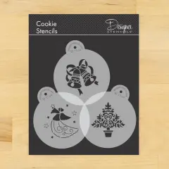 Christmas Cookie Stencils: Christmas Tree, Angel, Bells | C164 by Designer Stencils | Cookie Decorating Tools |