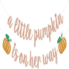 A Little Pumpkin is on Her Way Banner, Pumpkin Baby Shower Decorations