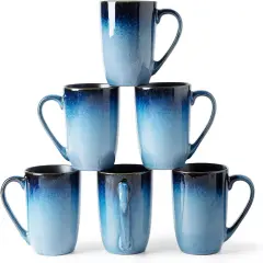 14 OZ Coffee Mugs Set of 6, Modern Large Ceramic Coffee Mugs Set with handle