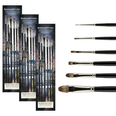Creative Mark Hamburg Premiere Professional Oil Painting Brushes - 3 Packs of Explorer Set of 6Oil Paint Brushes - Handmade in Germany, Natural & Synthetic Blend, Long Triple-Lacquered Birch Handle