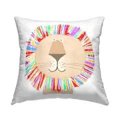 Smiling Rainbow Lion Design by Carla Daly Throw Pillow 