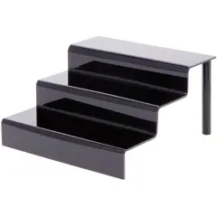 Plymor Black Acrylic 3-Step Display Stairs, 6.375" H x 12" W x 12.625" D