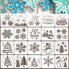 20 Pieces Stencil Template for Painting Reusable Animal Plant Stencil (Snowflake)