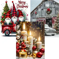 3 Pack Christmas Diamond Painting Kits - 12x16 Inch