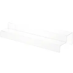 Plymor Clear Acrylic 2-Step Solid Back Display Stairs, 3.25" H x 18" W x 6.25" D