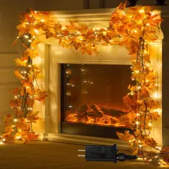 66ft Maple Leaves String Lights Fall Decor for Home Thanksgiving Decorations