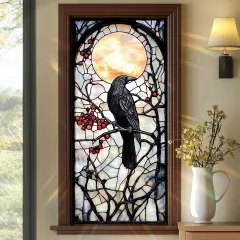Stained Glass - Style Raven Window Film Decals - 17.71x39.97 Inch
