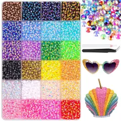 12600Pcs 4mm Flatback Resin Jelly Rhinestones with Tweezers - Multicolored
