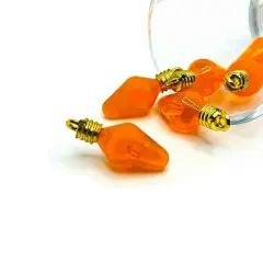 Orange Christmas Lightbulb 3D Acrylic Charms, 12x30mm