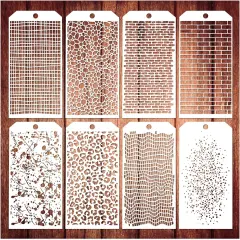 8 Pieces Stencils for Crafts, Leopard Brick Dot Layering Stencils