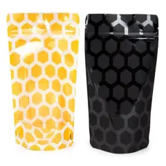 Honeycomb Stand Up Zipper Pouches 5 1/8" x 3 1/8" x 8 1/8" 25 pack ZBGSW3HC