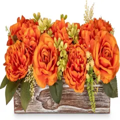14" Artificial Flowers in Pot - Burnt Orange