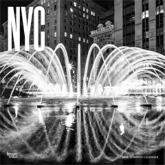 New York City Black & White | 2026 12 x 24 Inch (Hanging) Monthly Square Wall Calendar | Plastic-Free