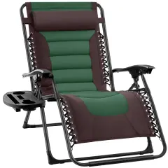Best Choice Products Oversized Padded Zero Gravity Chair, Folding Outdoor Patio Recliner w/ Side Tray Espresso/Green