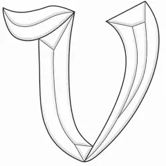 5" x 5-3/8" Exquisite Clear Glass Letter V Bevel Cluster BLV