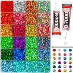 10000Pcs 5mm Flat Back Rhinestones with Glue - Multicolored