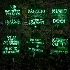 6 Pcs Halloween Decorations Glow in Dark Yard Sign