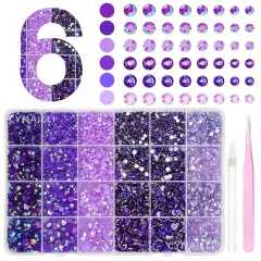 18000 Pcs Purple Jelly Flatback Rhinestones - 3-6MM