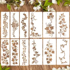 Leaf Stencils Vine Stencil Leaves Floral Stencils Reusable DIY Crafts Drawing Templates for Painting on Wood Wall Canvas Furniture