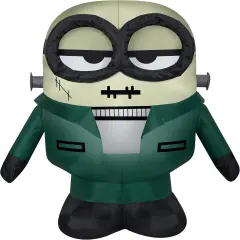 3' Gemmy Airblown Inflatable Halloween Minions Bob as Frankenstein Monster Yard Decoration 222495