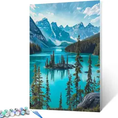 The Rocky Mountains Painting Paint by Number Kits 16 x 20 inch Jasper National Park Canvas DIY Colorado River Oil Painting for Kids Adults Beginner with Brushes and Acrylic Art Gift(Without Frame)