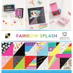 DCWV Double-Sided Cardstock Stack 12"X12" 36/Pkg-Rainbow Splash, 18 Des/2 Each, 12 W/Foil