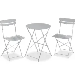 Best Choice Products 3-Piece Small Bistro Set, Folding Patio Furniture Set of 2 Chairs and Table Gray