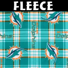 Licensed NFL Miami Dolphins Plaid Fleece 6448-D Fabric by the Yard