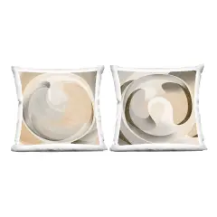 Stupell Industries Neutral Circular Vortex 2pc Decorative Printed Throw Pillow Set Design by Noah Bay, 18 x 7 x 18