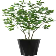Artificial Ficus Tree 5FT - Faux Plant with Black Diamond Planter - Tall Fake Tropical Ficus Floor Plant Potted - Artificial Silk Tree for Home Office Living Room Decor Indoor