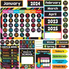 143 Pcs Cutout Calendar Bulletin Board Set with Borders