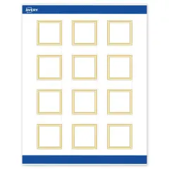 Avery Printable Square Labels, Gold Multi-Lined Border, 2" x 2", Matte White Square Labels, Permanent, Laser/Inkjet, 120ct, Great for Product Labels