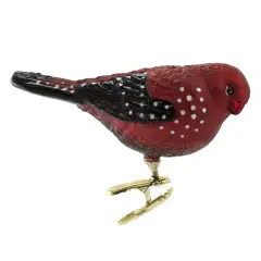 Old World Christmas 3.5 Inch Strawberry Finch Clip-On Tree Ornament , Colorful Plumage Red